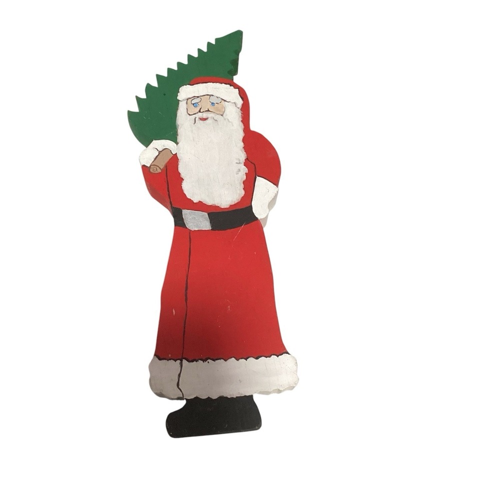 Vintage Santa Claus Handmade‎ Wooden Santa Standing Ornament Hand Painted